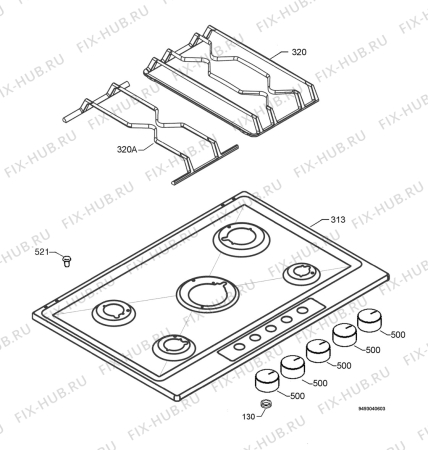 Взрыв-схема плиты (духовки) Aeg Electrolux 75843G-M - Схема узла Hob 271